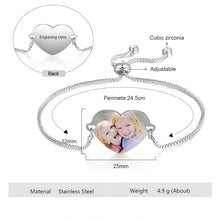 Load image into Gallery viewer, Heart Adjustable Custom Photo Bracelet