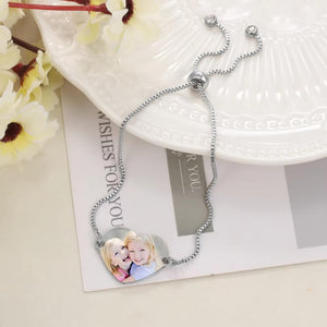 Heart Adjustable Custom Photo Bracelet