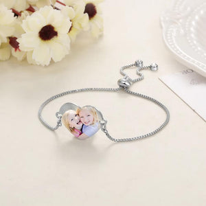 Heart Adjustable Custom Photo Bracelet
