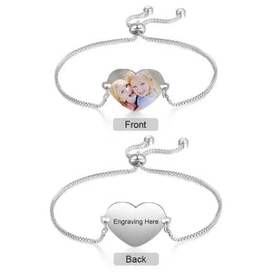 Heart Adjustable Custom Photo Bracelet