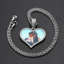 Load image into Gallery viewer, Silver heart photo medallion necklace on a silver chain