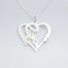 Load image into Gallery viewer, Personalized 925 Sterling Silver Double Heart Name Necklace With Birthstone