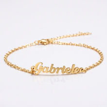 Load image into Gallery viewer, Personalized name bracelet for Mom in gold plated with laser-cut script name