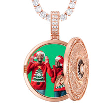 Load image into Gallery viewer, 14k rose gold plated locket necklace with picture – iced out CZ photo locket for couples