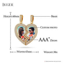 Load image into Gallery viewer, Broken heart necklace with picture size 60 x 45 mm and specifications