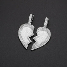 Load image into Gallery viewer, Iced out split heart pendant frame before photos are added
