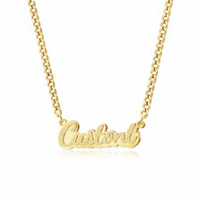 Load image into Gallery viewer, 18K gold plated double plated cursive name necklace with a frosted 3D name on a fine chain