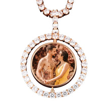Load image into Gallery viewer, Custom Made Photo Rotating double-sided Medallions Pendant Necklace in gold color