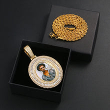 Load image into Gallery viewer, Mens photo necklace with an oval picture pendant in a gift box, ready to give