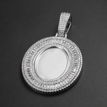 Load image into Gallery viewer, Oval pendant frame without a photo, showing the iced-out CZ setting and bail