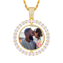 Load image into Gallery viewer, Custom Photo Rotating Double-Sided Medallions Pendant Necklace in gold color