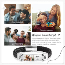 Load image into Gallery viewer, Engraved Men Photo Leather Bracelet