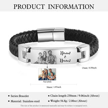 Load image into Gallery viewer, Engraved Men Photo Leather Bracelet