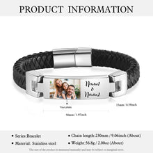Load image into Gallery viewer, Engraved Men Photo Leather Bracelet