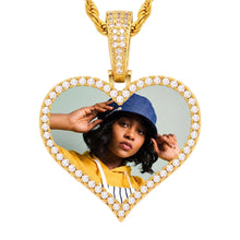 Load image into Gallery viewer, Heart Necklace With Picture Inside – Iced Out Photo Pendant in gold