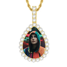 Load image into Gallery viewer, Iced Out Custom Teardrop Photo Pendant in gold