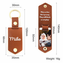 Load image into Gallery viewer, Leather photo keychain size: 35 x 68 mm closed, 140 mm open, 30 x 50 mm photo, 16 g