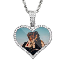 Load image into Gallery viewer, Memorial Heart Necklace With Picture – Heart Photo Medallion in silver