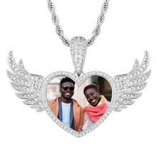 Load image into Gallery viewer, Memorial Necklace With Picture And Wings – 14k Gold Plated in silver color