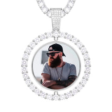Load image into Gallery viewer, Personalized 3D Photo Double-Sided Rotating Medallions Pendant Necklace For Men in silver