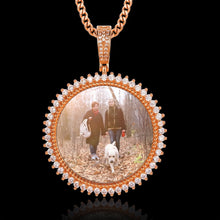 Load image into Gallery viewer, 14k rose gold-plated picture pendant necklace with a photo inside a CZ frame