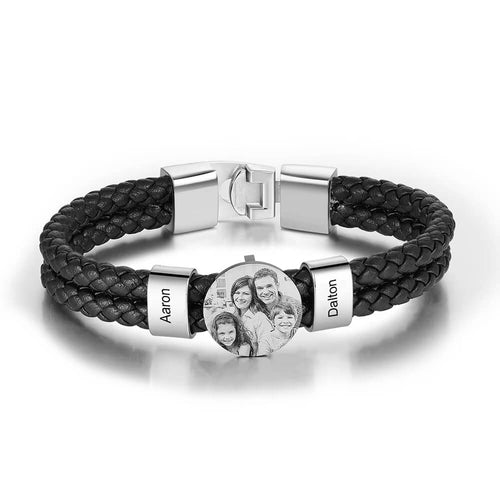 Personalized Circle Photo Charm Bracelet