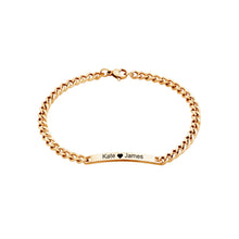 Load image into Gallery viewer, 18K gold plated personalized gold ID chain bracelet on a white background