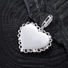 Load image into Gallery viewer, Back of heart photo pendant ready for custom engraving