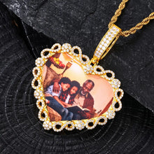 Load image into Gallery viewer, Close-up of CZ stones on custom heart necklace