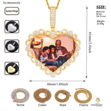 Load image into Gallery viewer, Heart photo necklace size 61 by 48 mm with chain options