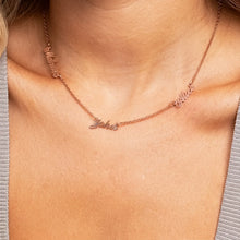 Load image into Gallery viewer, Personalized necklace with names worn at the collarbone, 18 inch chain