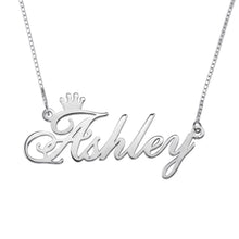 Load image into Gallery viewer, Personalized Name Necklace With Queen Crown in silver color