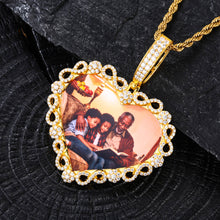 Load image into Gallery viewer, GetEngravings Custom Iced Out Heart Necklace – 14K Gold Photo Pendant