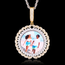 Load image into Gallery viewer, Silver rhodium plated customized necklace with picture and CZ halo