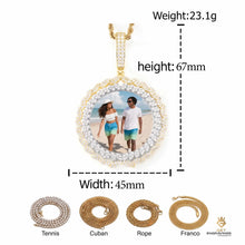 Load image into Gallery viewer, Round picture memory necklace size: 67 mm tall with bail, 45 mm wide, 23.1 g