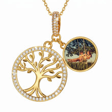 Load image into Gallery viewer, Tree of Life Memorial Necklace With Picture – Family Tree Pendant in gold