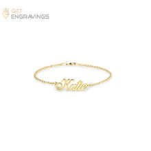 Load image into Gallery viewer, 14K Gold Plated Name Bracelet For Her With Gold Color