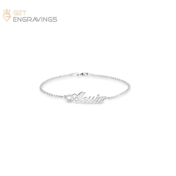 14K Gold Plated Name Bracelet For Her With Silver Color