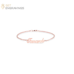 14K Gold Plated Name Bracelet For Her With Rose Gold Color