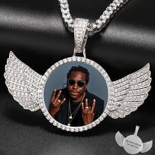 Load image into Gallery viewer, 14K Gold Custom Picture Pendant With Wings Necklace