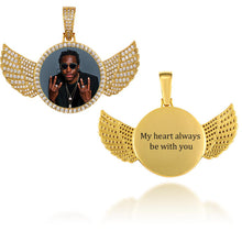 Load image into Gallery viewer, 14K Gold Custom Picture Pendant With Wings Necklace