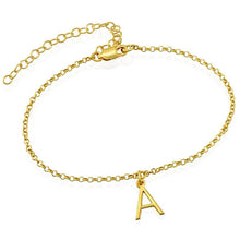 Load image into Gallery viewer, 14k Gold Plated Ankle Bracelet with Initial Letter with gold color