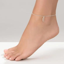 Load image into Gallery viewer, 14k Gold Plated Ankle Bracelet with Initial Letter Silver