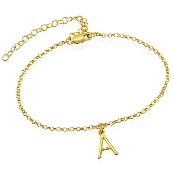 14k Gold Plated Ankle Bracelet with Initial Letter – Get Engravings