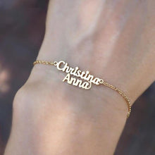 Load image into Gallery viewer, 14k Gold Plated Custom Two Name Bracelet For Her