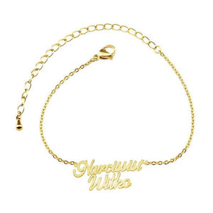 14k Gold Plated Custom Two Name Bracelet For Her With Gold Color