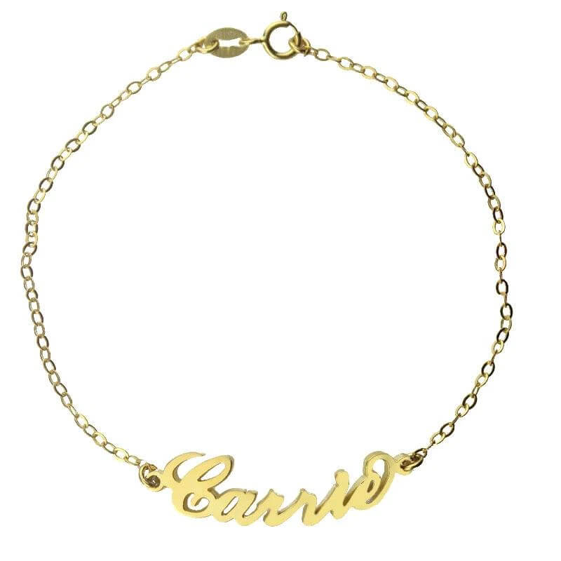 14k Gold Plated Personalized Name Anklet Bracelet With Gold Color