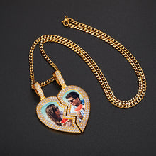 Load image into Gallery viewer, Broken Heart Memorial Necklace With Picture rose gold