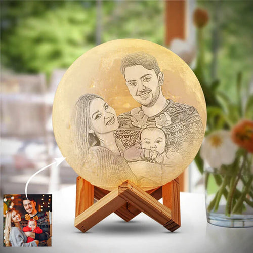 3D Photo Engraved Moon Lamp