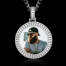 Load image into Gallery viewer, Silver 3D photo pendant necklace for men, front view